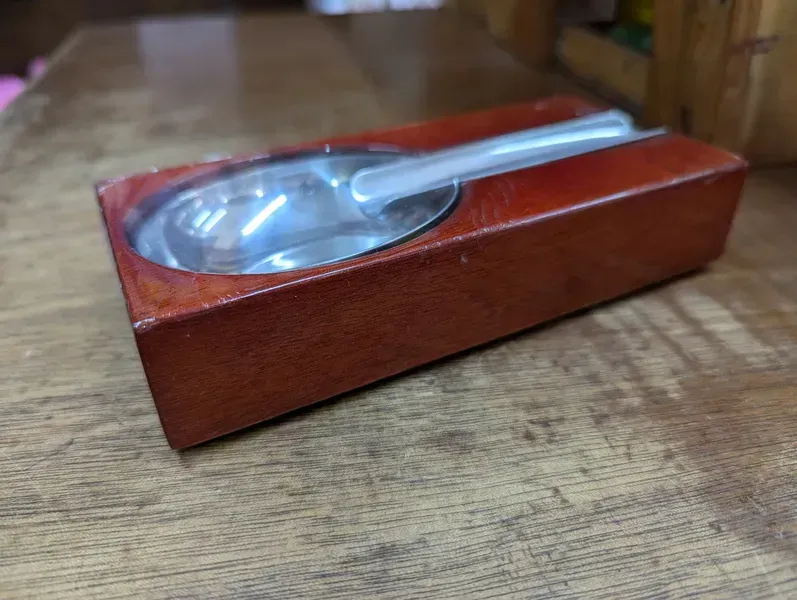 Rectangular Ashtray With Metal Base